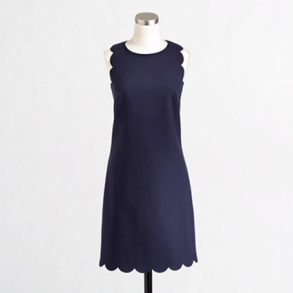 J. Crew scalloped shift dress in Navy. Size 6.
